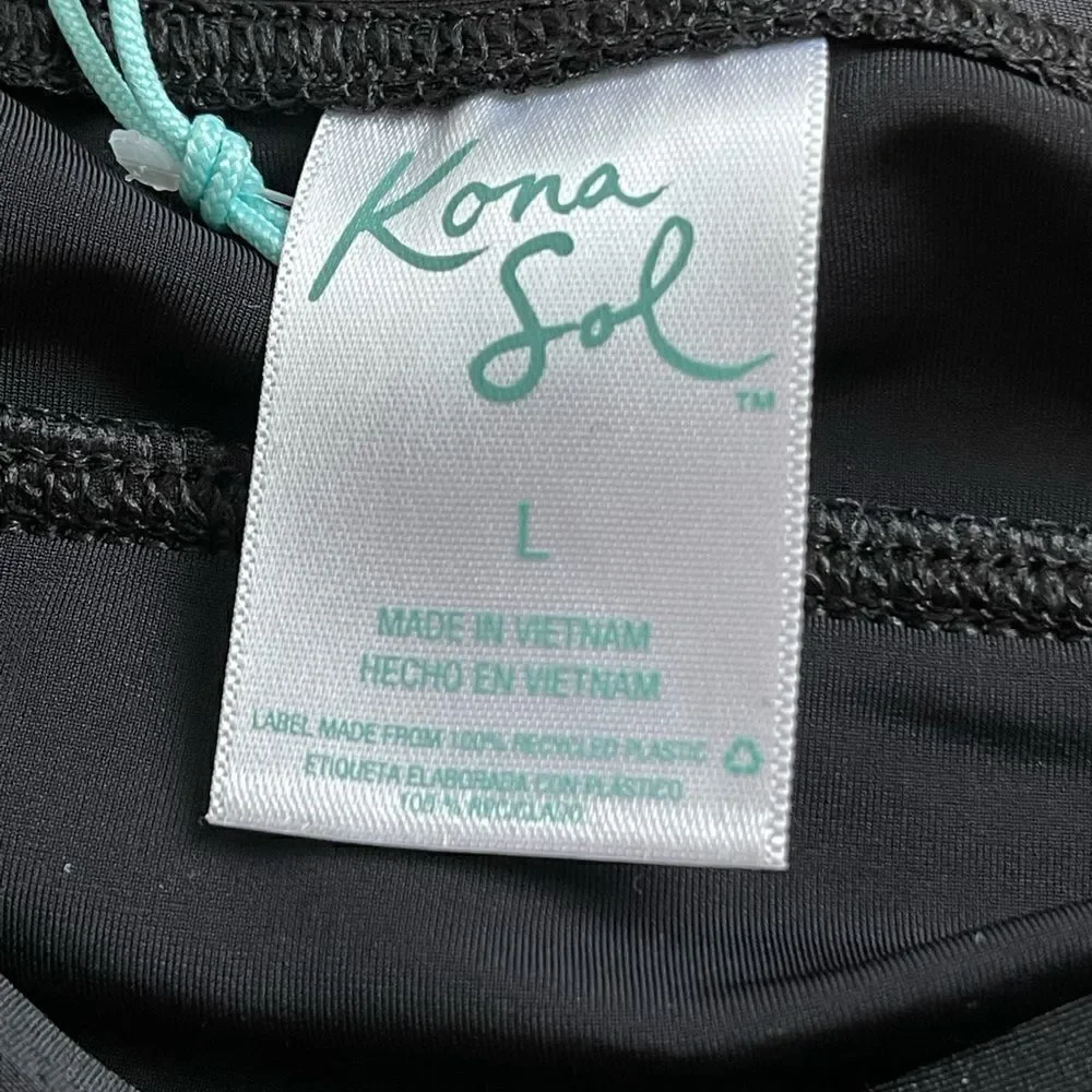 Women's Elastic Waist Swim Skirtini Brief - Kona Sol™ Black Large